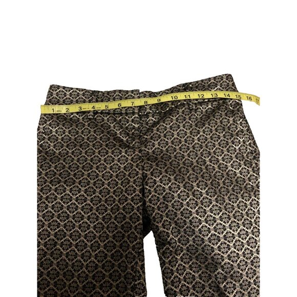 Ann Taylor curvy Cotton Blend Gold Metallic Black Ankle Pants jacquard Sz 0 ~ Y1 - Picture 2 of 4